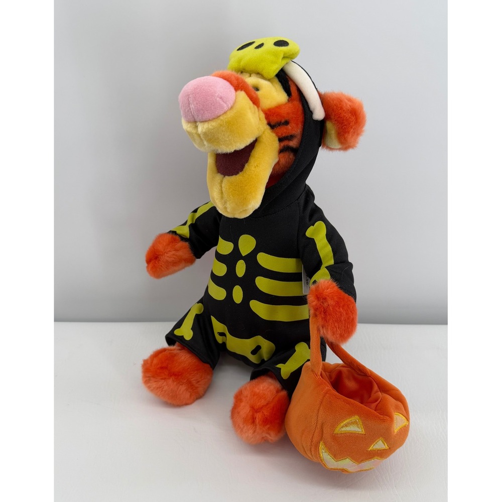 Disney Tigger Plush Toy 13in Orange Skeleton Halloween Costume Pumpkin Decor
